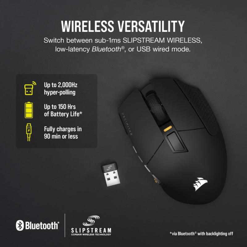 Mouse gaming Corsair Scimitar Elite wireless/bluetooth, acumulator, 26000 DPI, RGB