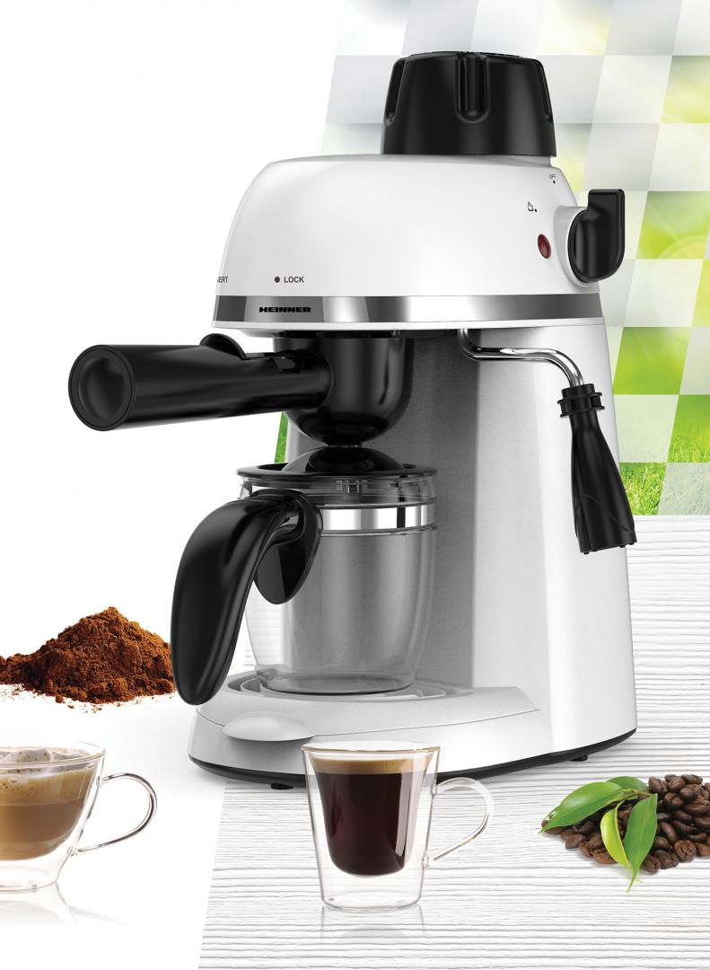 Espressor Manual Heinner HEM-350RD, 3.5 Bar, 800W, Cafea Măcinată, Cană Inclusă, Alb