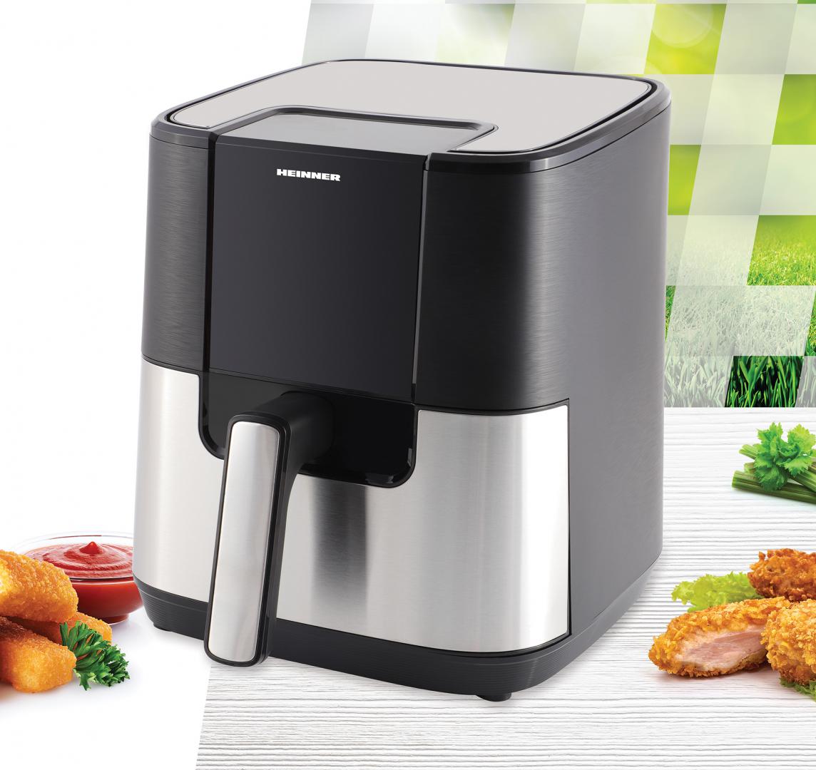 Friteuză cu Aer Cald Heinner HealthyEra 15 HAF-H6BKS1500, 5.5L, 1500W, 8 Programe, Negru/Silver