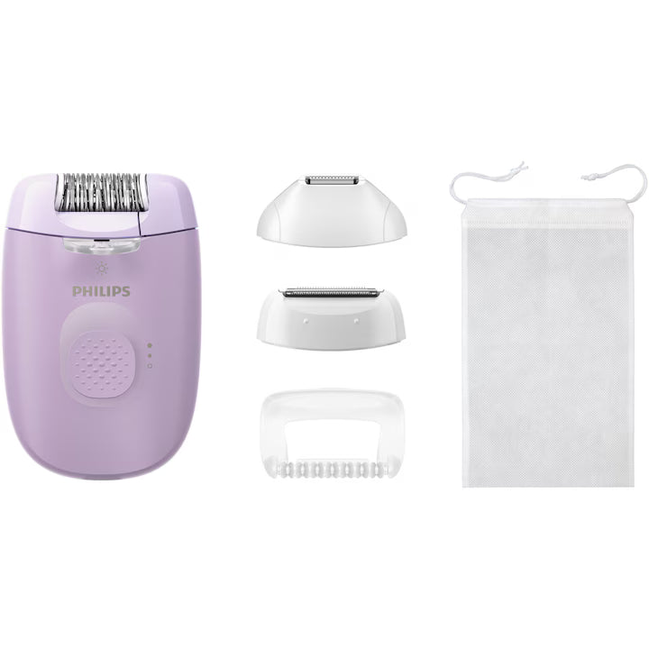 Epilator Philips Seria 4000 BRE257/00, 2 setari de viteza, cap de epilare lavabil, 4 accesorii, Lila