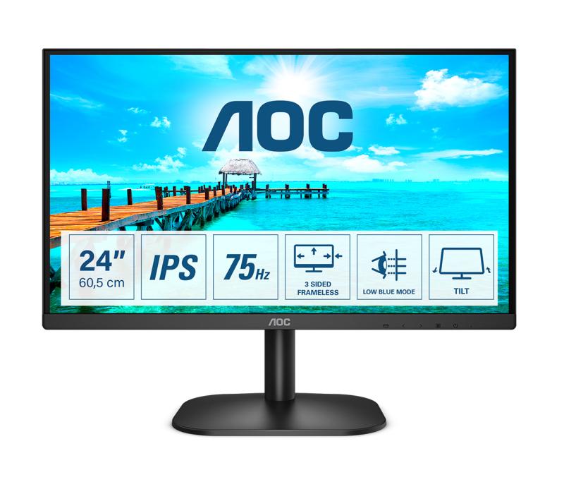 Monitor AOC 24B2XH/EU 23.8", Full HD, IPS, 75Hz, Negru