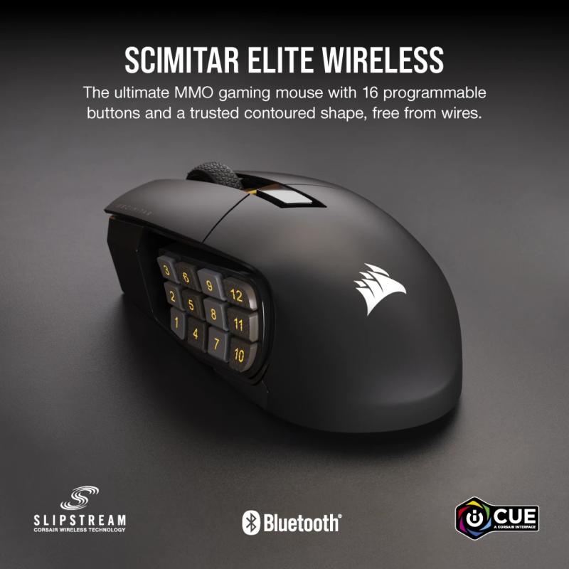 Mouse gaming Corsair Scimitar Elite wireless/bluetooth, acumulator, 26000 DPI, RGB