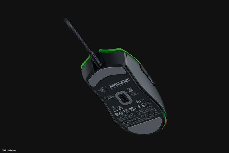 Mouse cu fir gaming Razer Cobra Razer Minecraft Edition, rezolutie 8500 DPI, 6 butoane programabile, iluminare RGB, negru