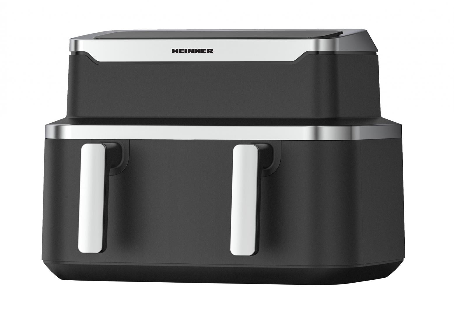 Friteuză Dublă cu Aer Cald Heinner HAF-DDB9BK26, 9L, 2600W, 10 Programe, Control Individual, Negru