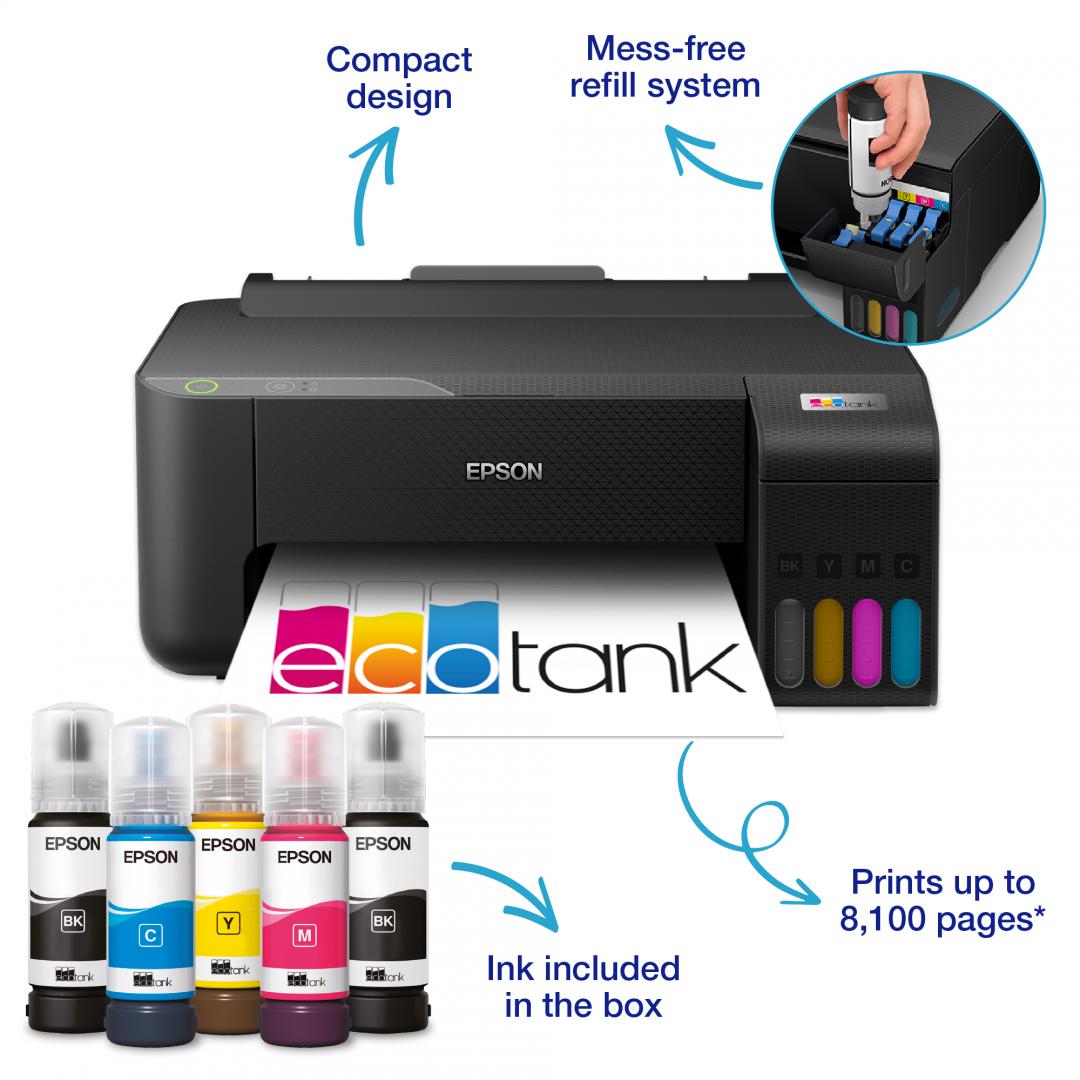 Imprimanta color CISS Epson EcoTank L1230, A4, USB, negru