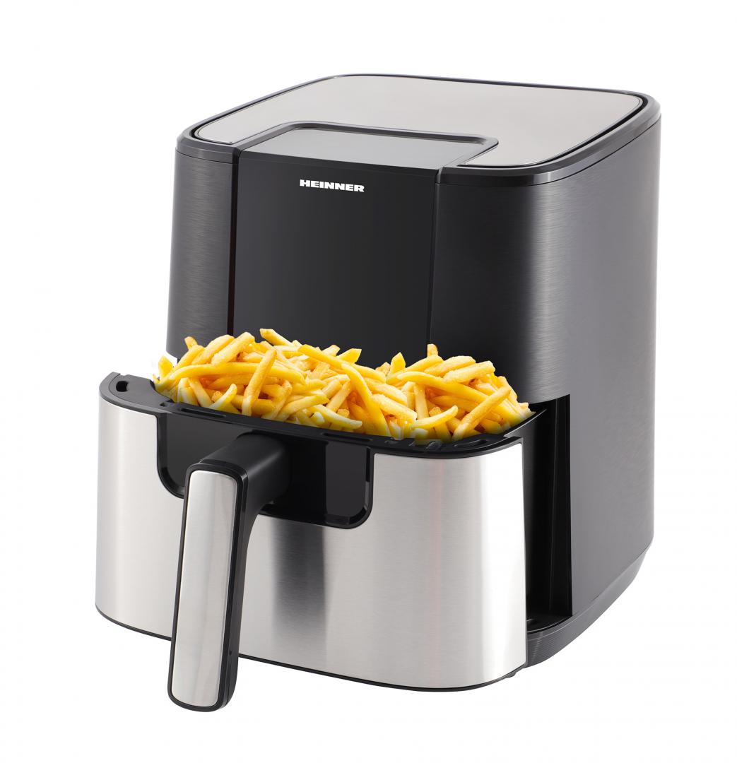 Friteuză cu Aer Cald Heinner HealthyEra 15 HAF-H6BKS1500, 5.5L, 1500W, 8 Programe, Negru/Silver