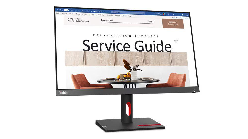 Monitor Lenovo ThinkVision S24i-30 23.8", Full HD, IPS, 100Hz, Negru