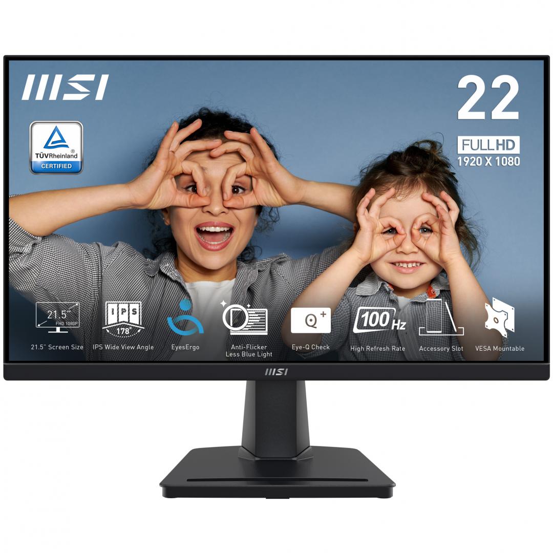 Monitor MSI MP225 PRO 21.5" Full HD, IPS, 100Hz, Negru