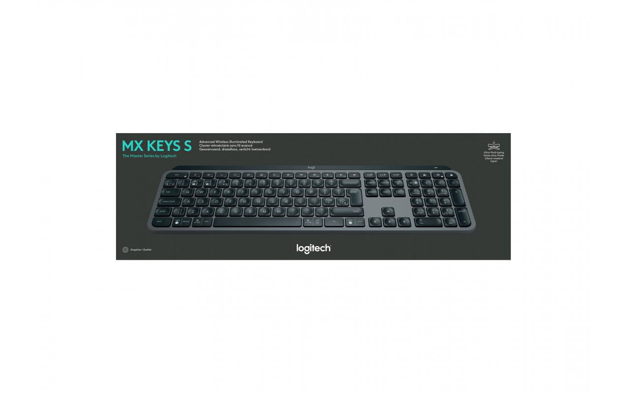 Tastatura wireless Logitech MX Keys S, Iluminare, 2.4GHz&Bluetooth, USB-C, US INTL layout, Graphite