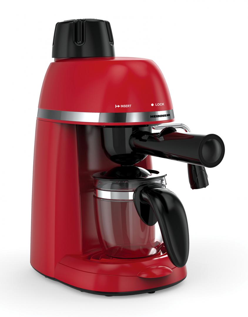 Espressor Manual Heinner HEM-350RD, 3.5 Bar, 800W, Cafea Măcinată, Cană Inclusă, Roșu