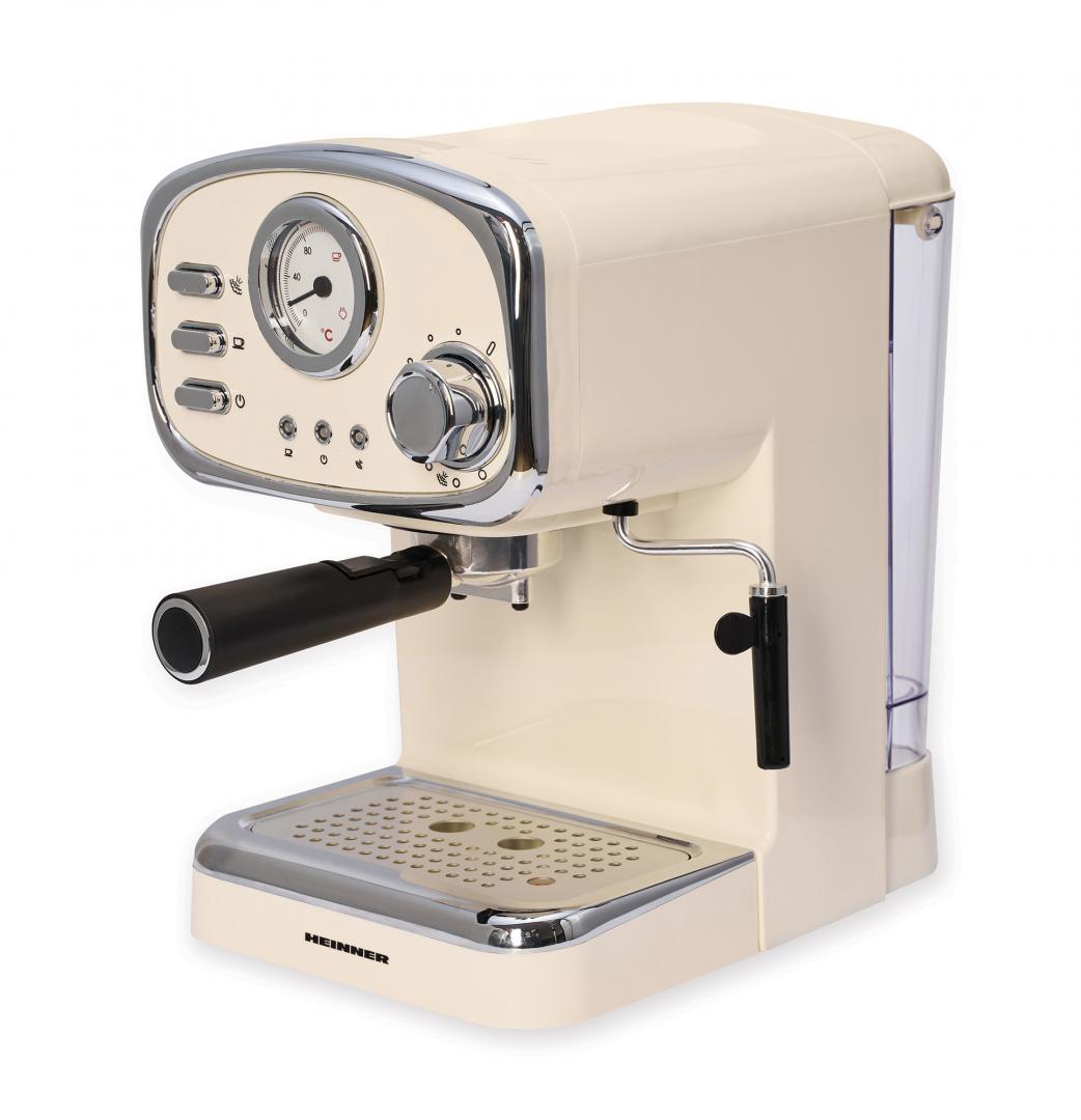 Espressor Manual Heinner HEM-1100CR, 15 Bar, 1100W, Cafea Măcinată, Termometru, Inox, 1.25L