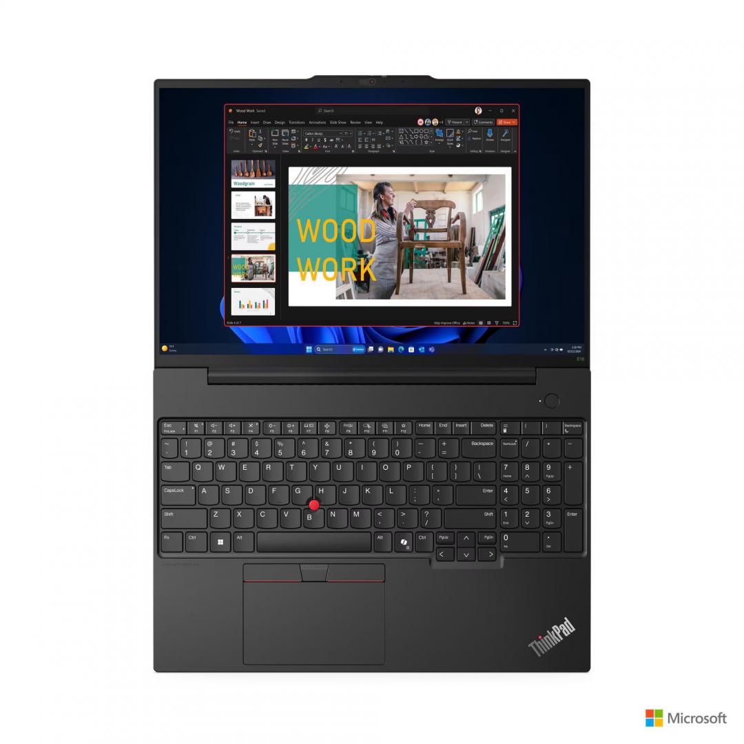 Laptop Lenovo ThinkPad E16 Gen 2, Intel Core Ultra 7 155H, 16" WUXGA, 32GB DDR5, 1TB SSD, Intel Arc Graphics, Negru, fără OS
