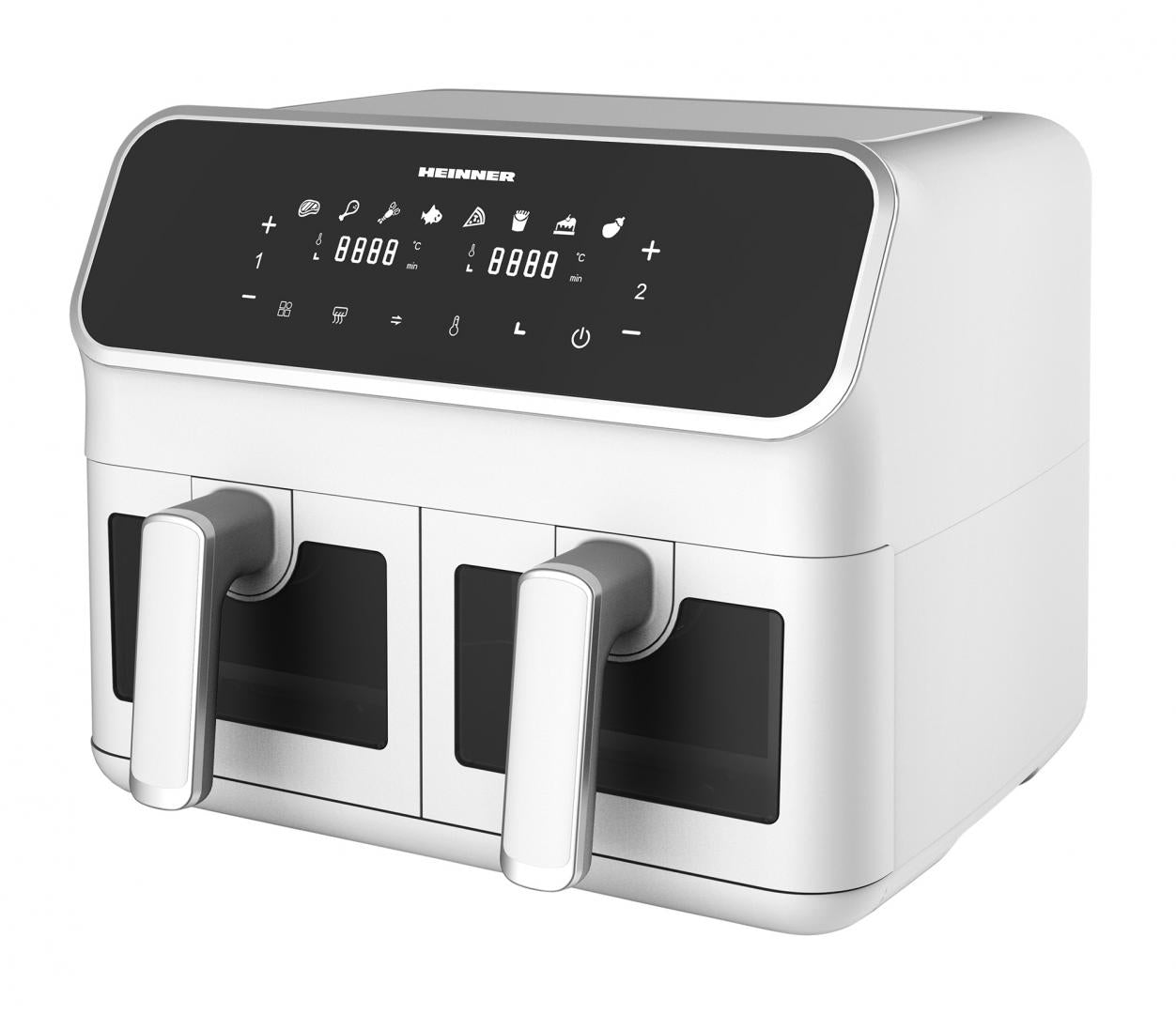 Friteuză Dublă cu Aer Cald Heinner DualFry Supreme HAF-H8DB17WH, 8L, 1700W, Alb