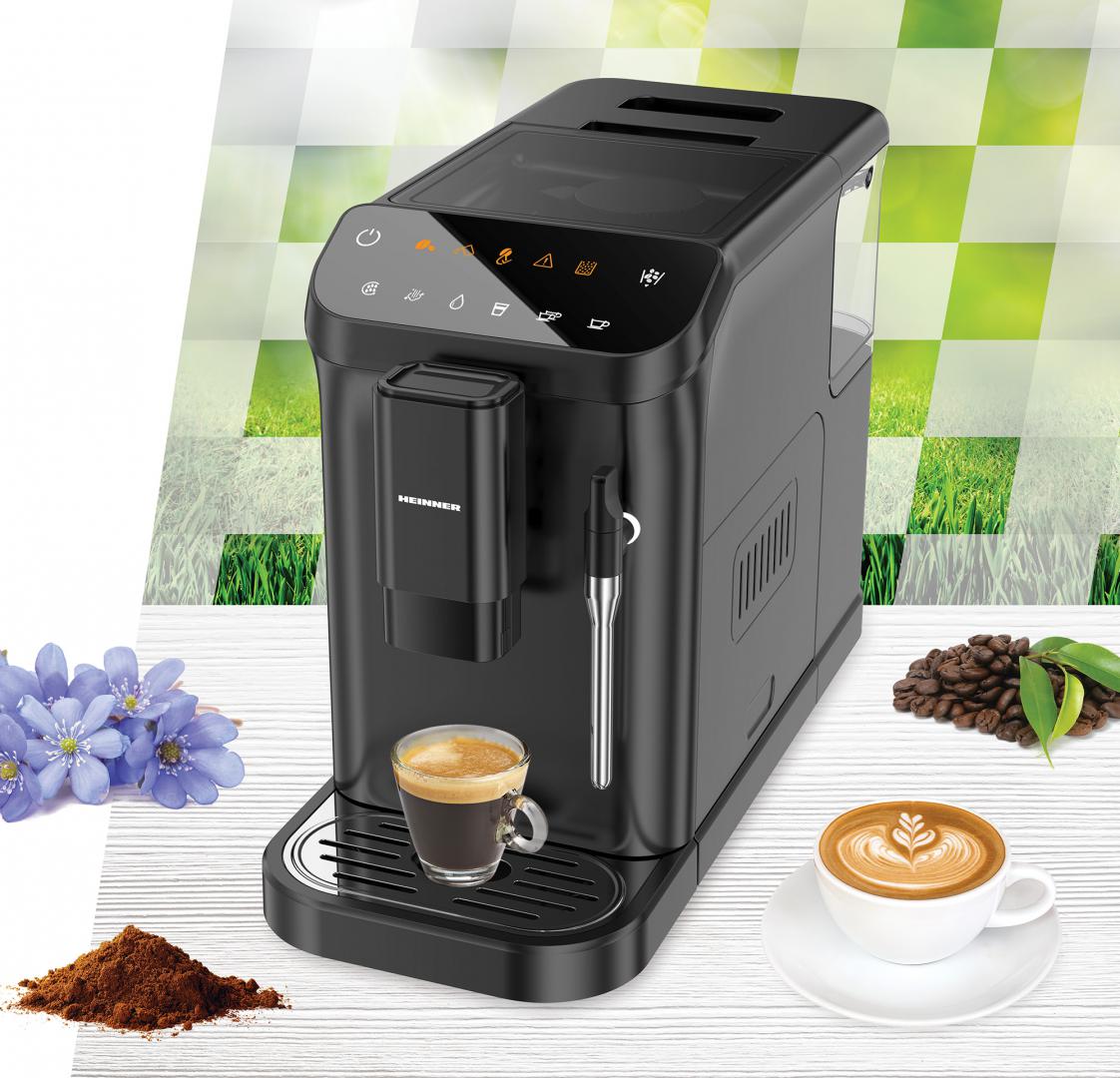 Espressor Automat Heinner Buongiorno HEMA-D20DBK, 20 Bar, Cafea Boabe, Filtru Inox, Negru