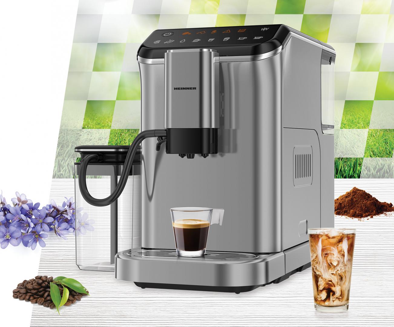 Espressor Automat Heinner Genesis HEMA-D20DGREY, 20 Bar, Cafea Boabe, Filtru Inox, Gri