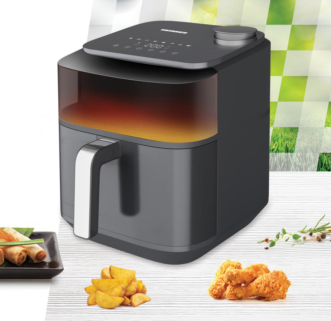 Friteuză cu Aer Cald Heinner HAF-H7DLST1800, 6.7L, 1800W, Incalzire Sus-Jos, Display Touch, Gri Antracit