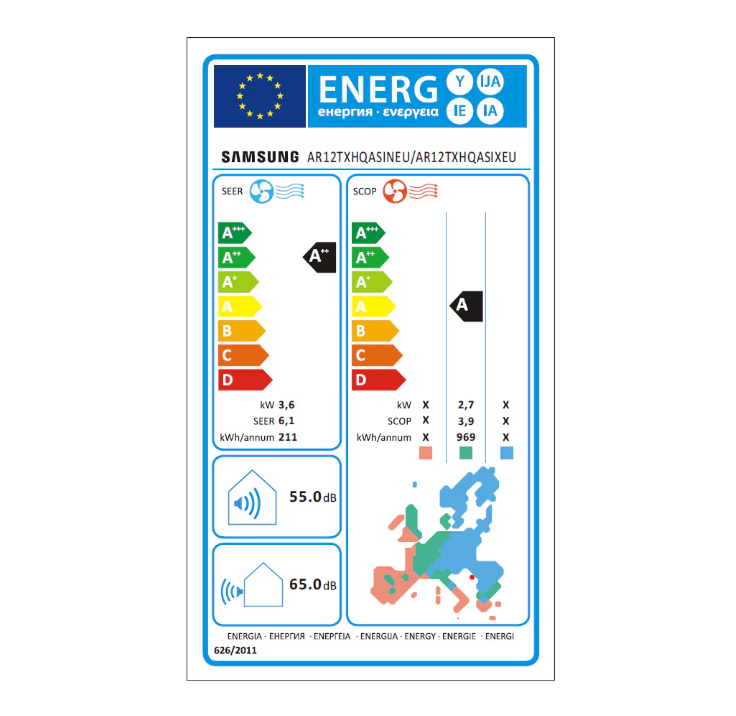 Aer Condiționat Samsung AR12TXHQASI 12000 BTU, A++/A, Inverter, Sleep & Dezumidificare, 24–35mp
