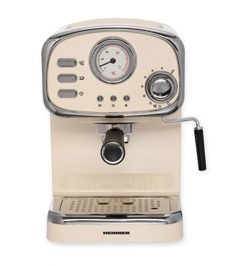 Espressor Manual Heinner HEM-1100CR, 15 Bar, 1100W, Cafea Măcinată, Termometru, Inox, 1.25L