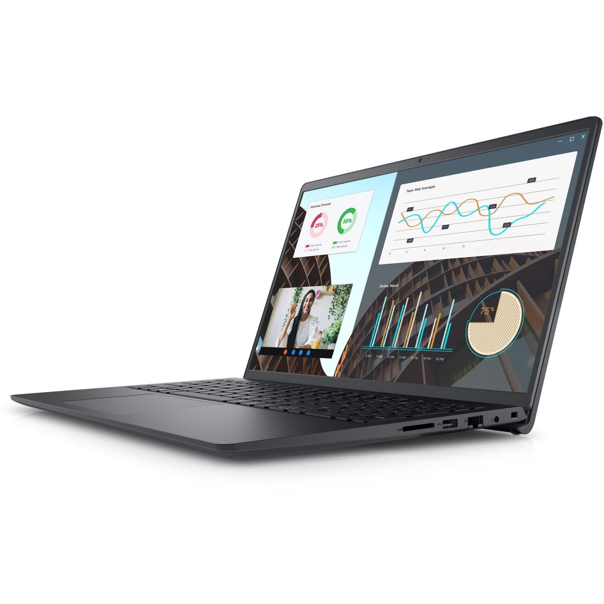 Laptop Dell Vostro 3530 15.6 inch FHD 120Hz, Intel i5-1334U, 8GB Ram, 512GB SSD, Intel(R) UHD Graphics, Windows 11 Pro, Carbon Black